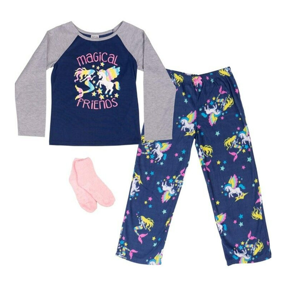 Mad Dog Concepts Magical Friends 3 pc Pajama Set Unicorn Mermaid Girls L (10/12) - Picture 1 of 7